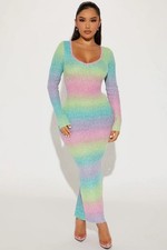 Fashion Nova Long Sleeve Sweater Maxi Dress Womens Size L NWT $50