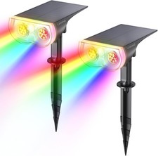 RGB Solar Spot Lights 2 Pack | Colour Changing IP67 Outdoor Garden Lights