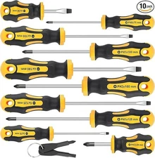 10-Piece Magnetic Screwdrivers Set, 5 Phillips and 5 Slotted Tips Prof