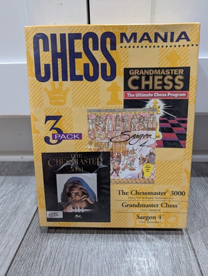 #ad New Sealed 1990s Big Box 3 CD ROM Set Chess Mania Master 3000 Grandmaster Sargon $25.00