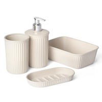Zahnputzbecher Set 4-Tlg. Tatay Seifenspender Schale Badezimmer Organizer