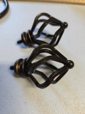 Metal Curtain Drapery Tie-back Hooks, Cage Design. Dark Brown, Hardware  New