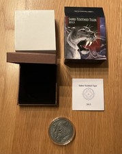 SMILODON Saber Toothed Tiger, Baby, 1 Oz Silver Burkina Faso, 1000 Francs, 2013