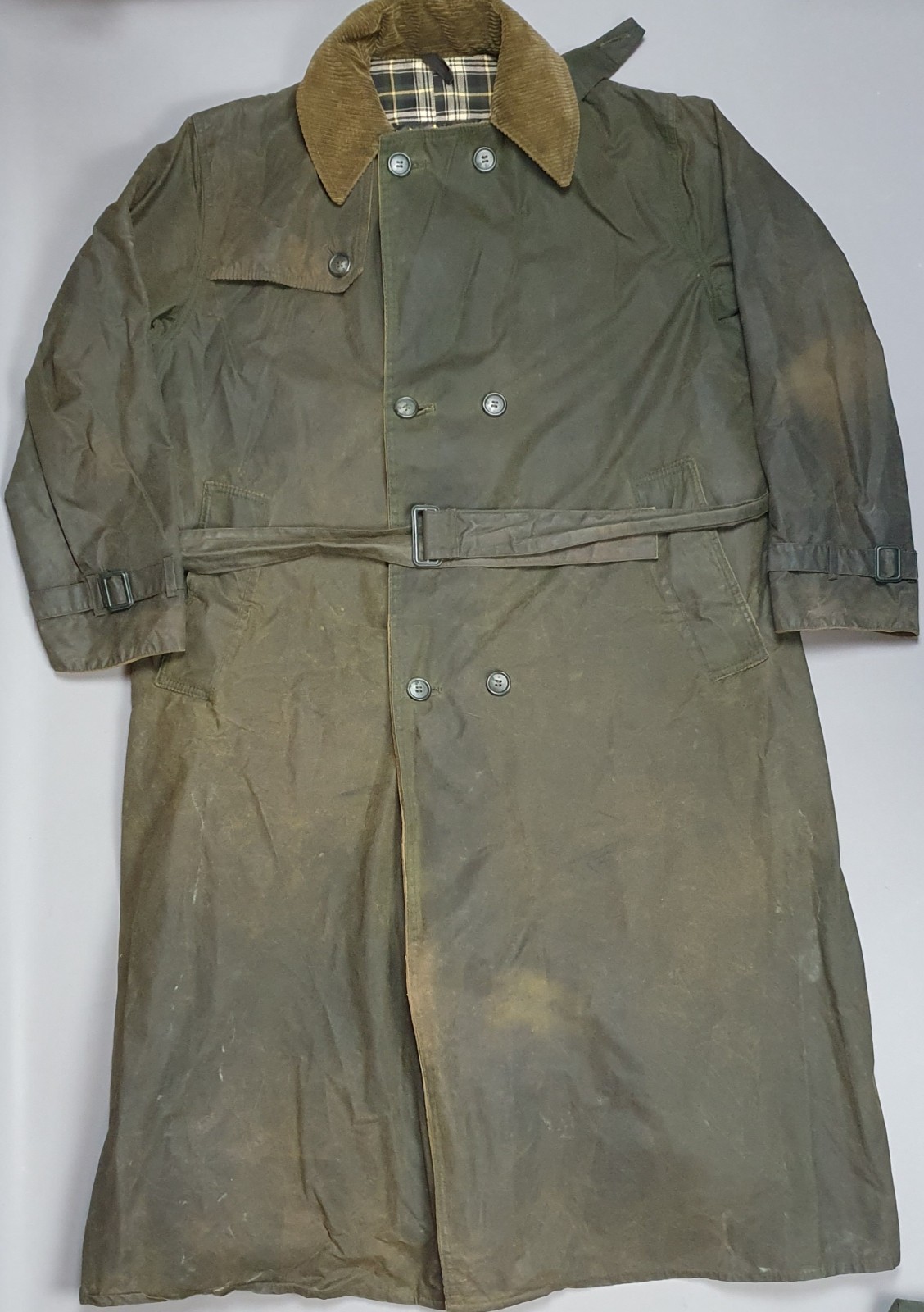 FILA Trench cappotto vintage BARBOUR cera oliva taglia 40 con cintura media A600 cerato