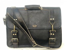 18" Black Leather Bag Men's Vintage Messenger Laptop Satchel Briefcase Shoulder