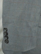 Joseph Feiss Gold Sport Coat 40R Blue Tan Check Gray Wool Blazer Jacket