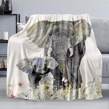 Elephant Throw Blanket 50x40 Inch Soft Warm Fuzzy Plush Flannel Couch Decor