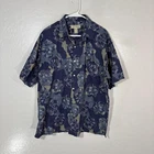 Tori Richard Shirt Mens XL Blue Floral Hawaiian Short Sleeve Button Up Cotton