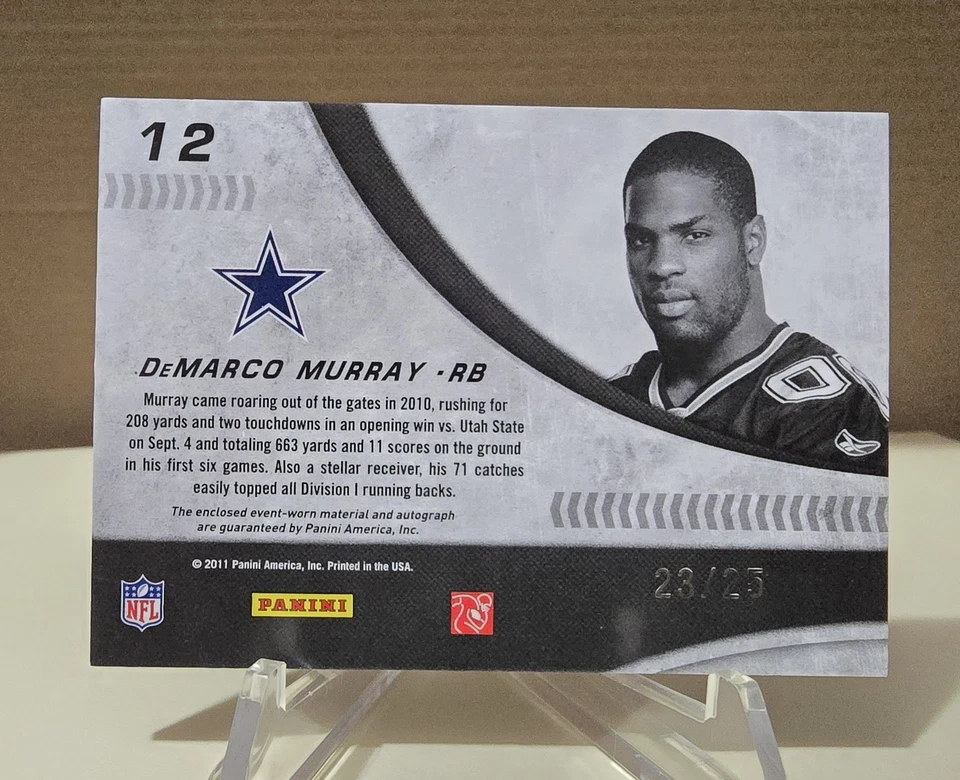 2011 Donruss Elite DEMARCO MURRAY *NEW BREED ROOKIE RPA PATCH AUTO* /25 - Image 4 of 4