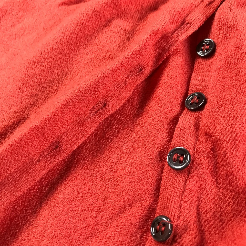 Cárdigan Suéter Rivamonti Para Mujer M Coral Rojo Botón Frontal Cuello en V Lana Elástica Foto 4 de 4