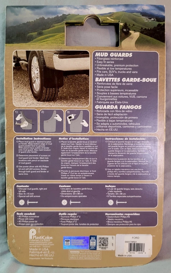 Ford PlastiColor Universal Set Easy Fit Pair Mud Guard 9" x 15" New 000579R01 - Image 2 of 2