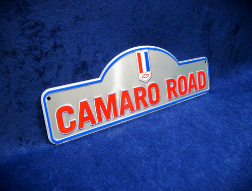 Letrero de metal en relieve CAMARO ROAD - troquelado - *HECHO EN EE. UU.* - Decoración de bar garaje cueva para hombre - Imagen 2 de 10