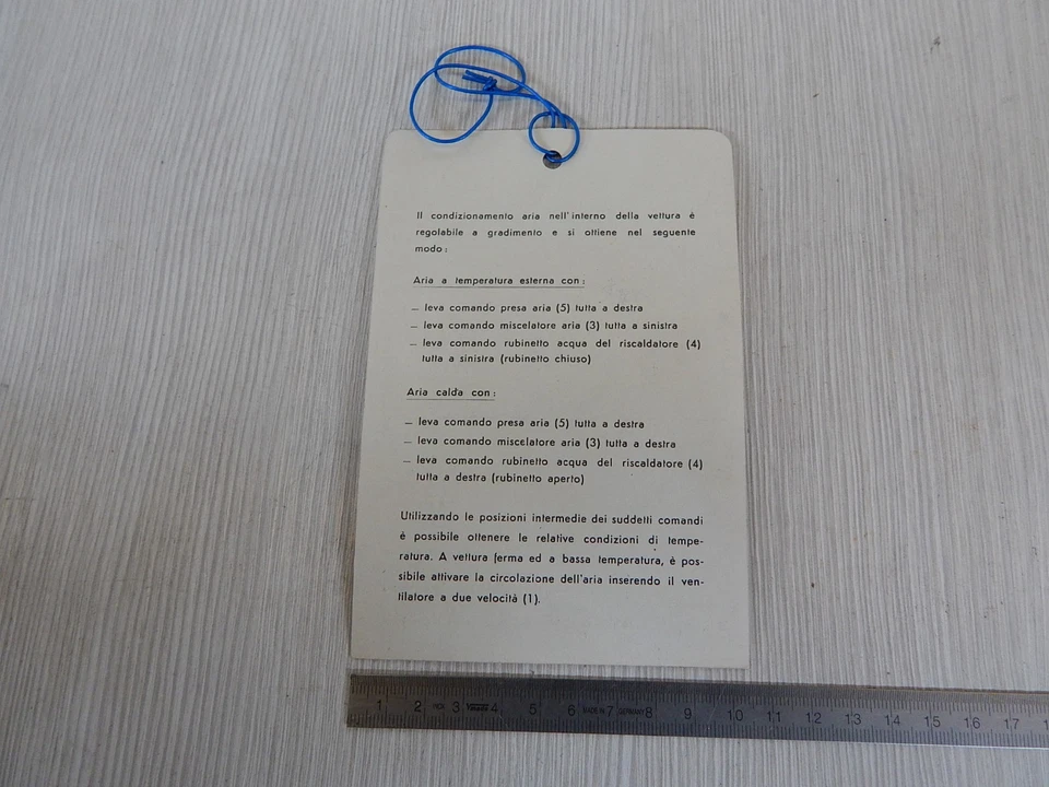 RARO TALLONCINO VETTURE NUOVE LANCIA FLAVIA ISTRUZIONI COMANDI AERAZIONE - Immagine 2 di 2