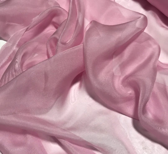 NY Designer Fabrics Rose Pink Iridescent Silk Chiffon Ic-073 Fabric