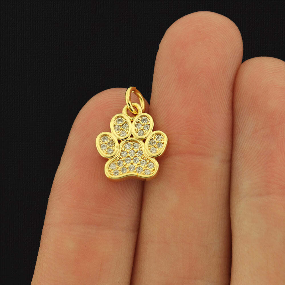 9ct Gold Dog Dog Paw Charm Necklace Print Charm Gold Dog Paw Charm - Main Image
