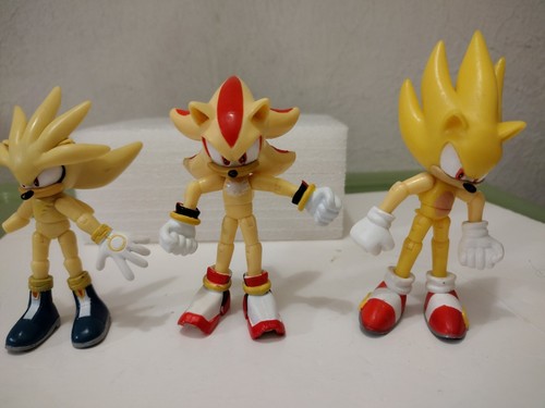 Jazwares Sonic the Hedgehog SUPER SONIC + SHADOW + SILVER 3" Figs -- 1 Broke