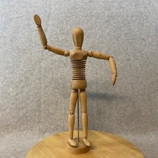 Wood 12" Artists Posable Drawing Figure Mannequin Flexible Torso On Base