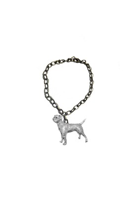 d02 Border Terrier englisches Zinn auf antiker Bronzekette Fußkettchenarmband
