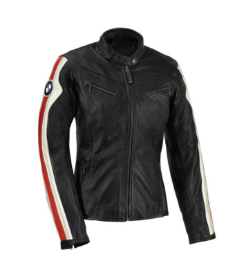 Veste En Cuir De Moto BMW Style Course - Noir, Bleu, Blanc - Avec Protections CE Amovibles (coudes, Dos, épaules)