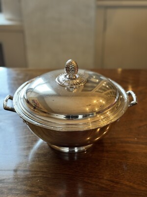 Christofle Rubans Silverplate Vegetable Dish, Tureen, Soup Bowl, w