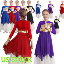 Girl Praise Dance Dress Liturgical Robe Worship Costume Lyrical Dancewear