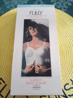Exquisite Fully 5530  Front Close 3/4 Length Posture Bra 36 B White Vintage NOS