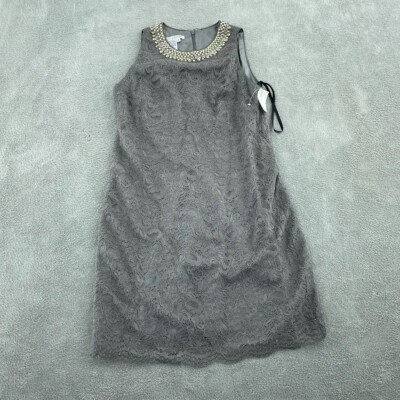 Maggy London Grey Lace Dress With Rhinestone Neckline Size 10 NWT 4691 |  eBay