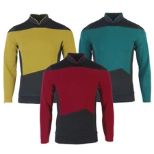 For The Next Generation Picard Red Starfleet Uniforms TNG Gold Blue Top Shirts