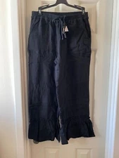 ATTITUDES by RENEE Petite Riviera Flounce Hem Pant BLACK sz SMALL PETITE