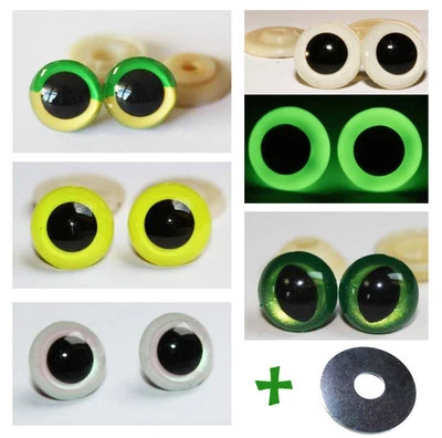 NASTAMI 5 Paar Sicherheitsaugen 12 mm inkl. 10 Verschlüssen + Montagehilfe, Tieraugen