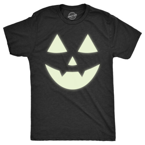 Mens Glow In The Dark Jack O Lantern T Shirt Funny Halloween Spooky Pumpkin Tee - Afbeelding 1 van 7