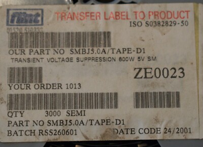 SMBJ 5,0 A-TR DIODE, TVS, 5 V, 800 W transiente Spannungsunterdrückung SM UK Lager
