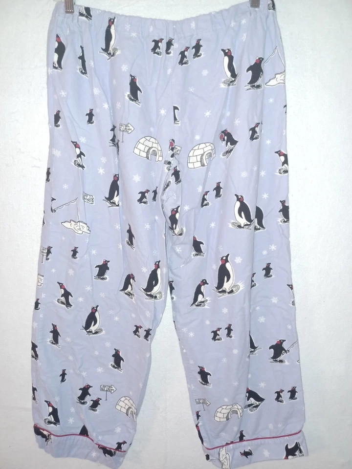 Nick & Nora Pijama Pantalones XL Mujer Franela Navidad Vacaciones Pingüino Invierno Foto 4 de 4