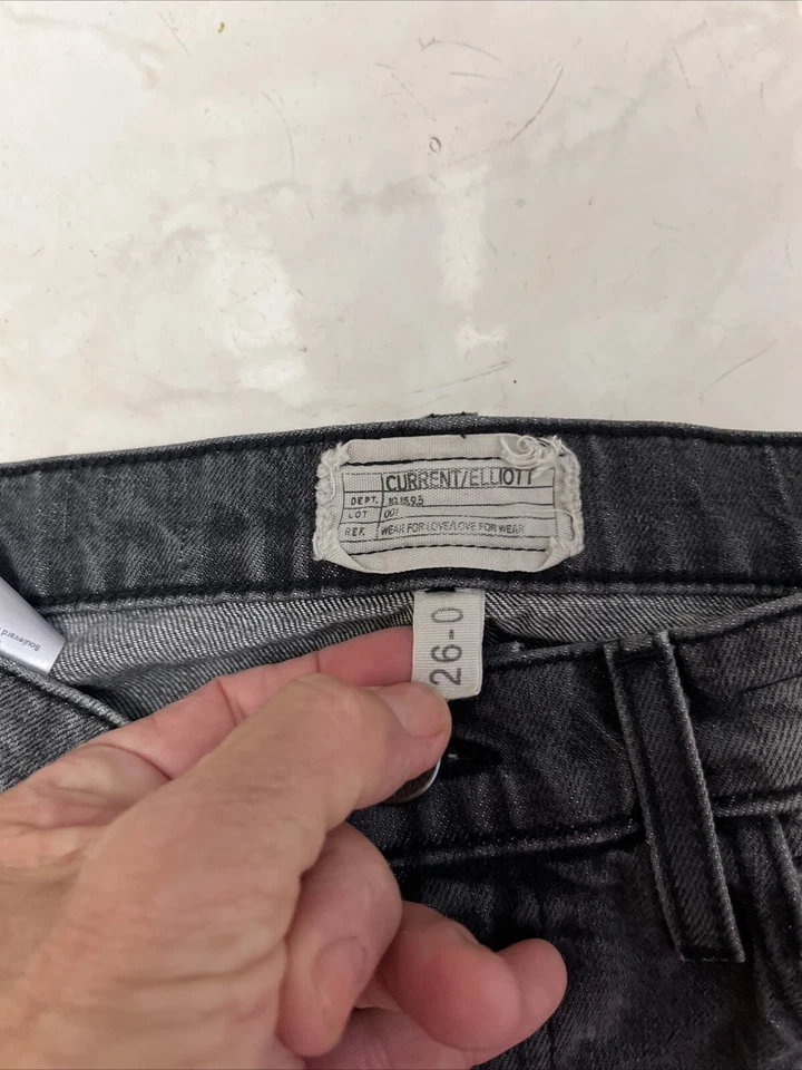Pantalones de mezclilla CURRENT/ELLIOTT gris tiro alto MAMACITA BOULEVARD CON DOBLADILLO CORTADO 26 Foto 3 de 4