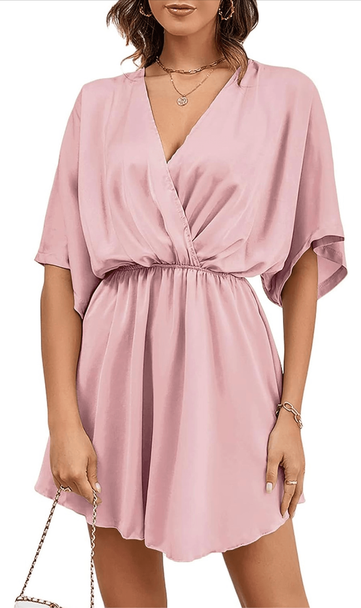 light pink mini dress flowy Lovestitch Drop Waist Minidress in Light Mocha at Nordstrom Rack, Size Medium