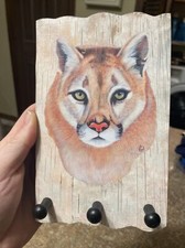 KC creations Wooden Handmade Leash Key holder Wild Cat Cougar