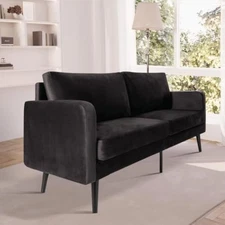 Velvet loveseat sofa, 3 seater 72" couch with soft cushions - compact 