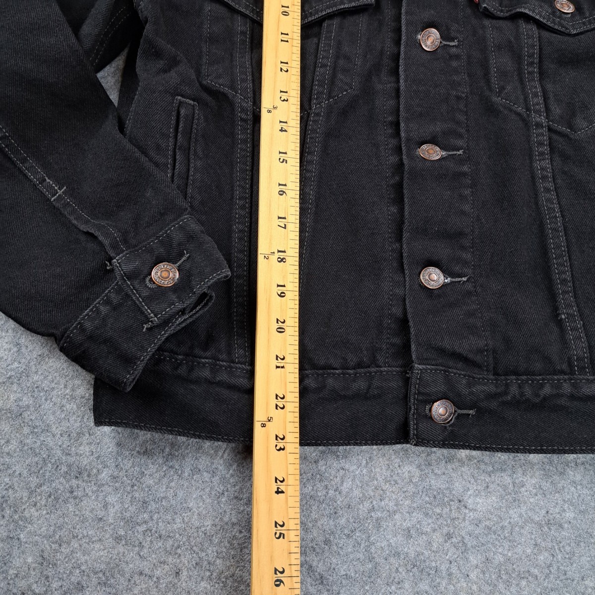 Vintage Levis Jacket Mens Small Black Denim Button 70507 Trucker