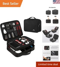 Water-Resistant Electronics Organizer Travel Case - Compact  Portable Black