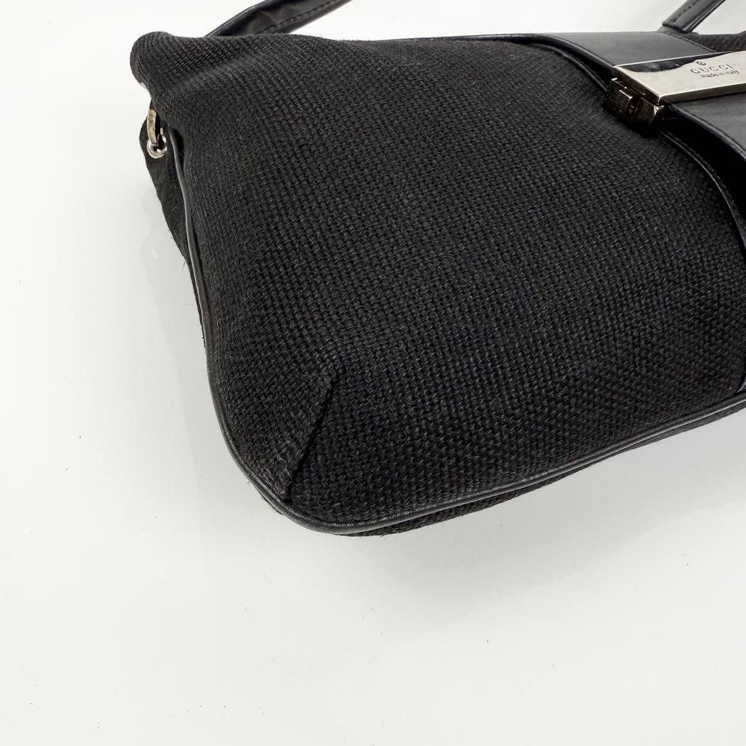 GUCCI Canvas Leather Shoulder Bag Black Authentic thumbnail 12