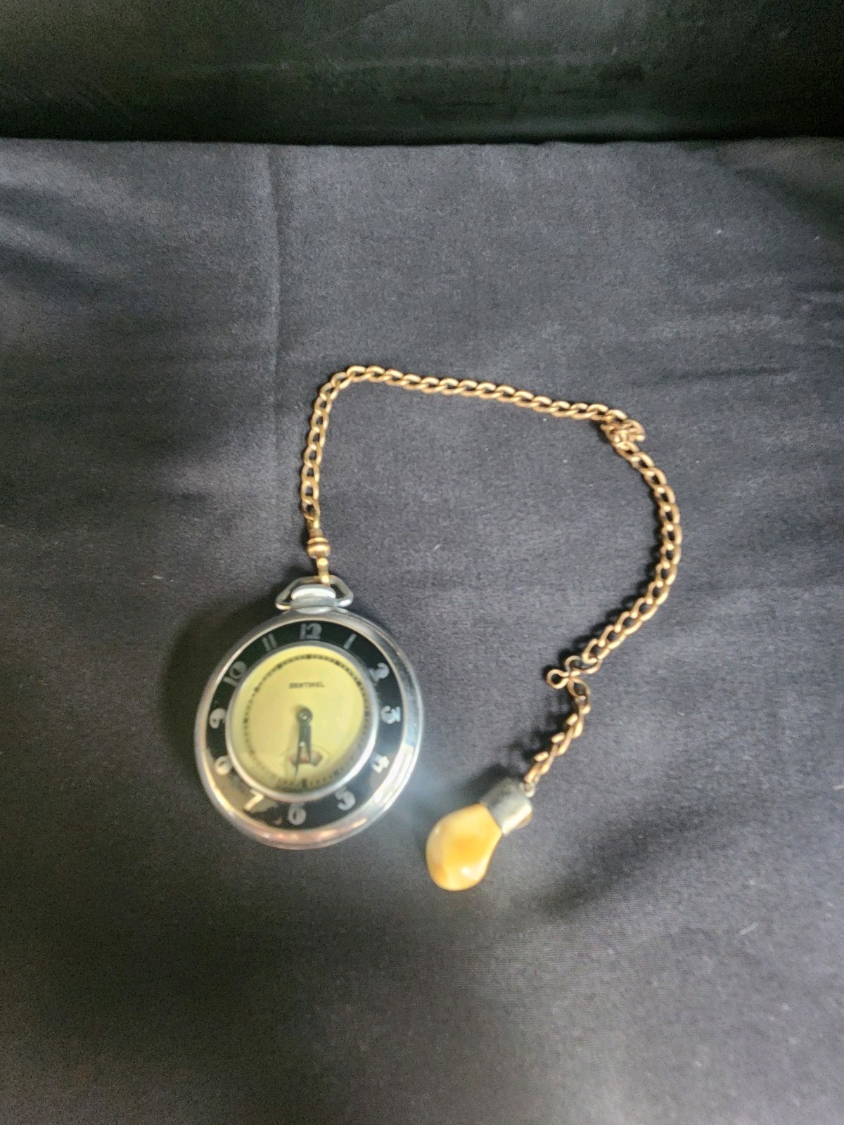 Vintage Working E. Ingraham Co Sentinel Pocket Watch with Copper Chain and Elk's Fob