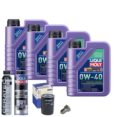 Motoröl 0W40 LIQUI MOLY 4L+MAHLE Ölfilter+Spülung+Cera Tec+Ölablassschraube