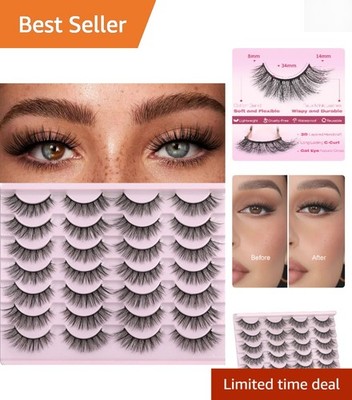 14 Pairs of 14mm Natural Look 3D Mink Cat Eye False Eyelashes for Daily Wear