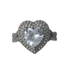 925 Sterling Silver 2 CT Cubic Zirconia Heart Promise Engagement Ring Love 5.75