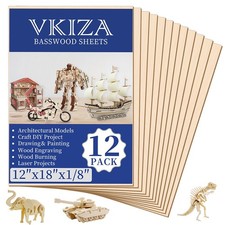 12 Pack Basswood Sheets for Crafts 12x18x1/8 Inch, 3mm Thick Unfinished Plywood