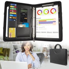 A4 Zipped Conference Folder Business Document Padfolio Case Office Portfolio Bag