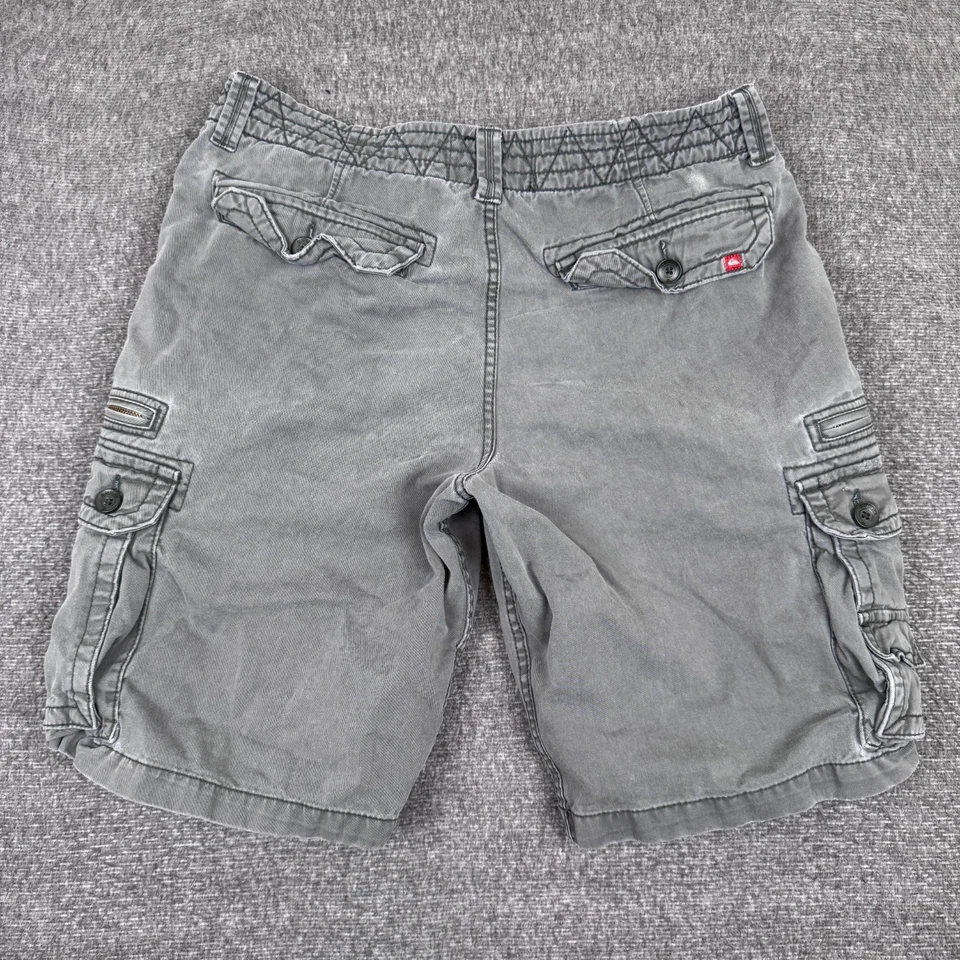 Pantalones Cortos Carga QUIKSILVER Para Hombres 34 Bolsillo con Cremallera Algodón Informal Grunge Surf Patín Y2K Foto 4 de 4