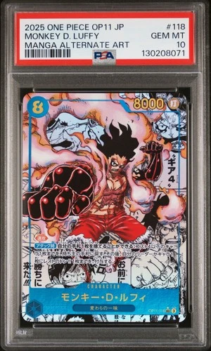 OP TCG PSA 10 Monkey D. Luffy Alt Manga Art OP11-118 A Fist of Divine Speed Jap