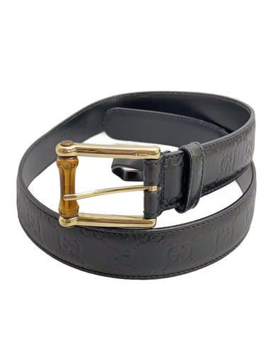 GUCCI Leather Belt in Black with All-Over Print, Women's, 121283, 214351, 85, 34