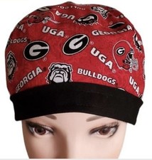Georgia Bulldogs UGA Scrub Cap, Surgical Hat, Ponytail, Euro, Bouffant, Pixie
